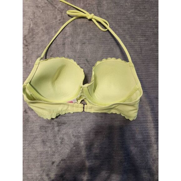 Victoria's Secret Size 32C Yellow Ruffle Edge Halter Bikini Top - Picture 2 of 3